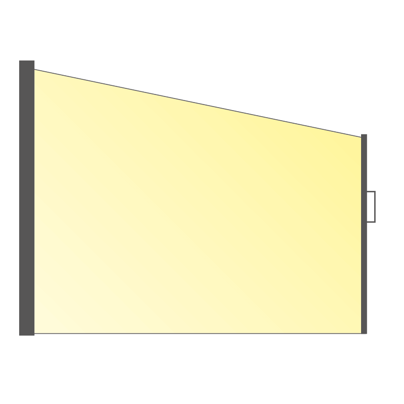 Seitenrollo 500 mit schrägem Tuch ohne Fenster (optional)